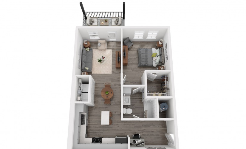 Sanctuary 1 bedroom and 1 bathroom sustainable apartment floorplan at NOVO Avian Pointe