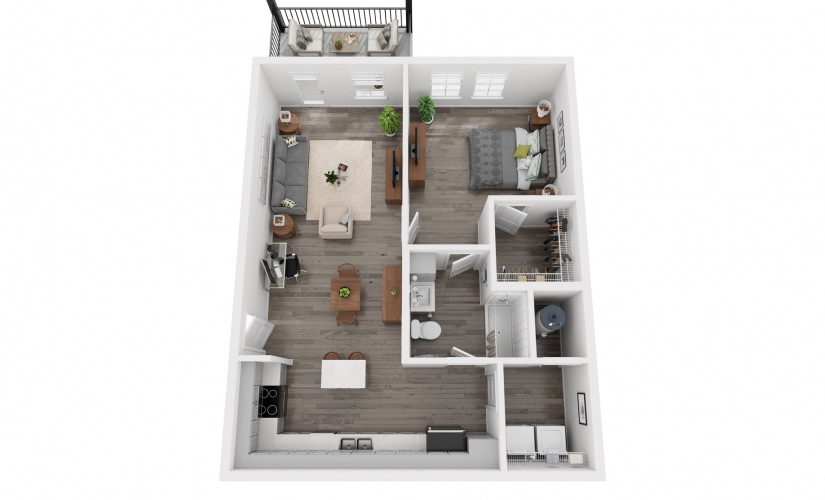 Legacy 1 bedroom and 1 bathroom sustainable apartment floorplan at NOVO Avian Pointe