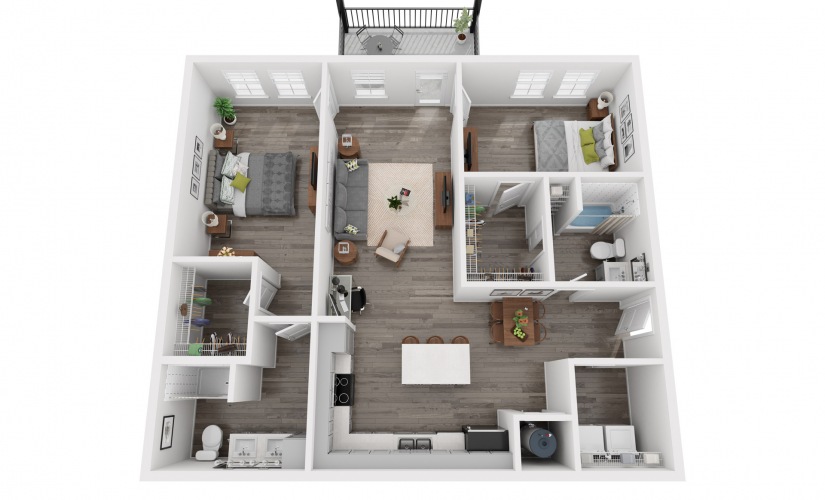 Magnolia 2 bedroom and 2 bathroom ADA accessible apartment floorplan at NOVO Avian Pointe
