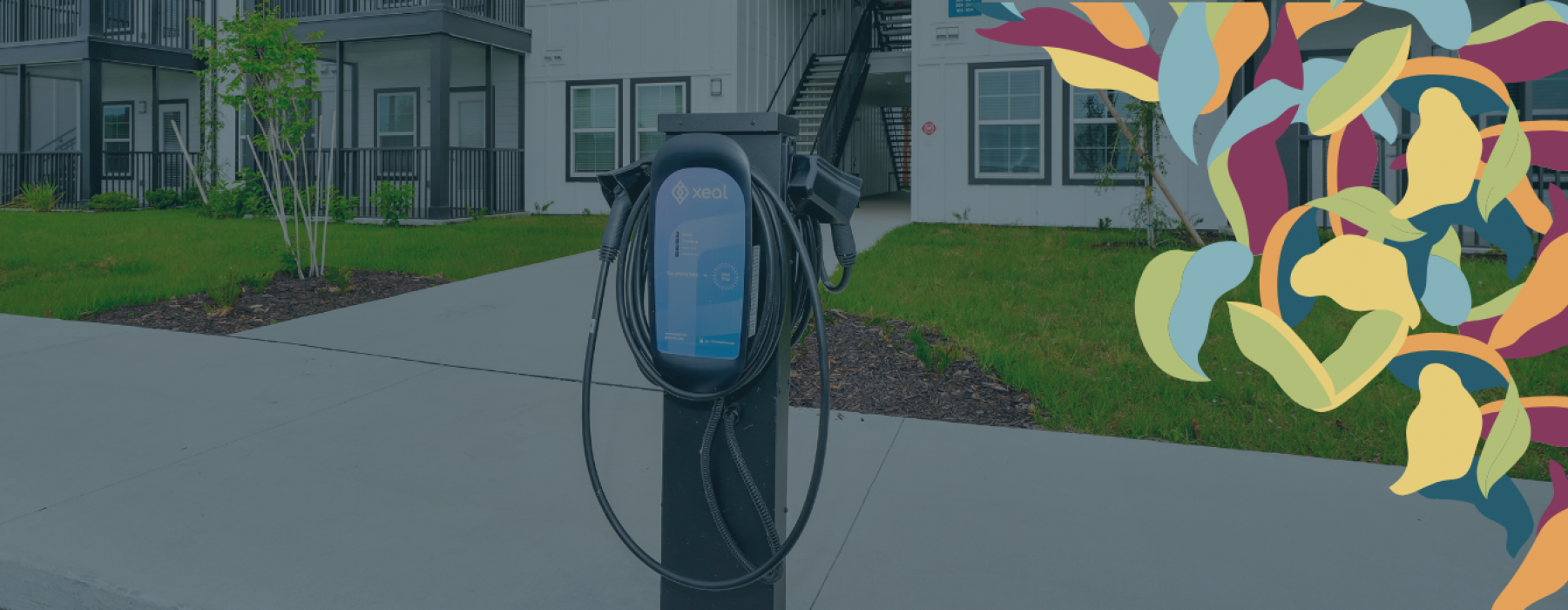 Blue Overlay of NOVO Avian Pointe Electric Vehicle Charging Station